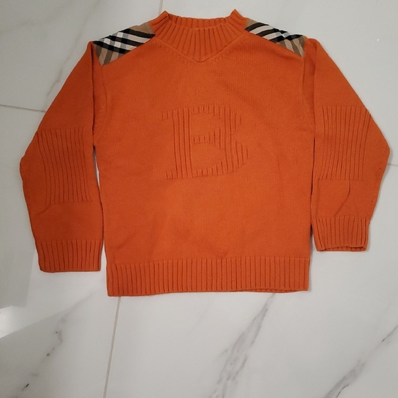 Burberry Other - Burberry Orange Crewneck Sweater with Ribbed Texture